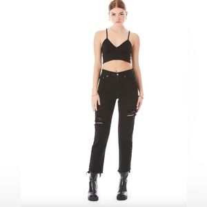 Black Distressed Denim Carmar Jeans